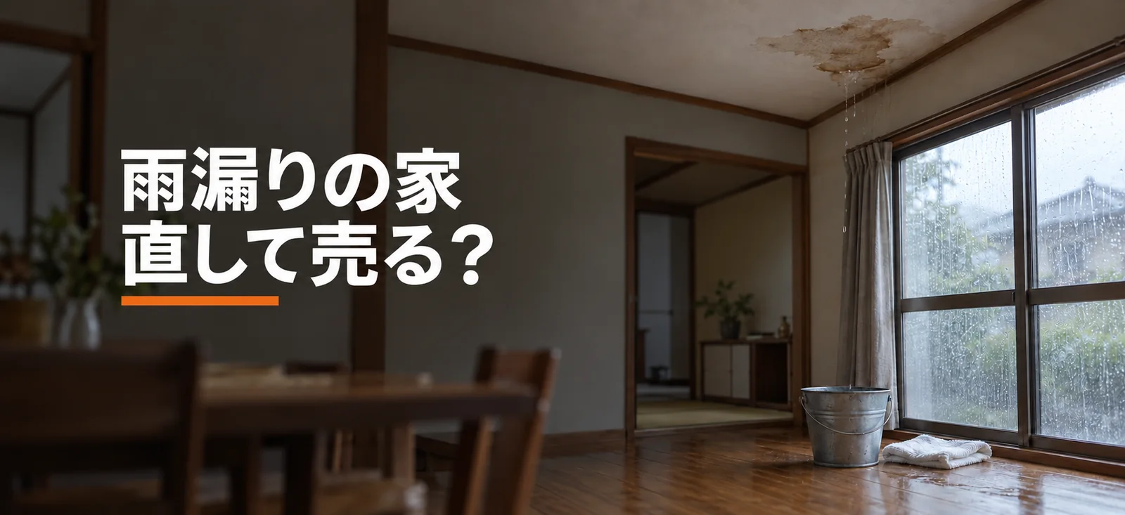 雨漏りの症状がある室内を表した説明用イメージ画像。実際の取引物件ではありません